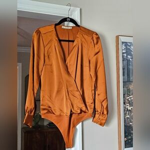Abercrombie & Fitch Satin Copper Bodysuit